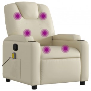 Fauteuil inclinable de massage Crème Similicuir