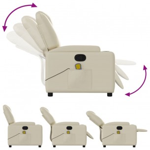 Fauteuil inclinable de massage Crème Similicuir