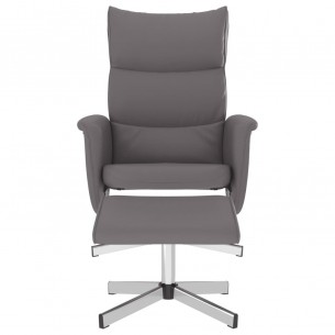 Fauteuil inclinable avec repose-pied gris similicuir