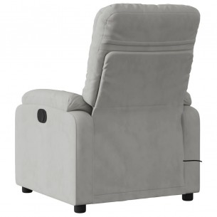 Fauteuil inclinable de massage gris clair tissu microfibre