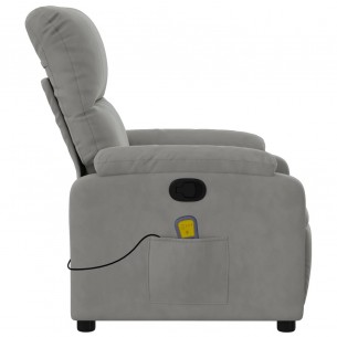 Fauteuil inclinable de massage gris clair tissu microfibre