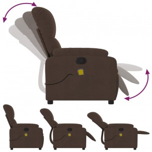 Fauteuil inclinable de massage marron tissu microfibre