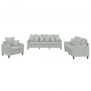 Ensemble de canapés 3 pcs avec coussins Gris clair Velours