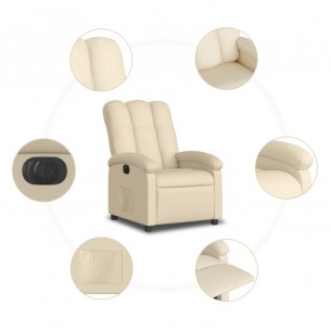 Fauteuil inclinable électrique Crème Tissu