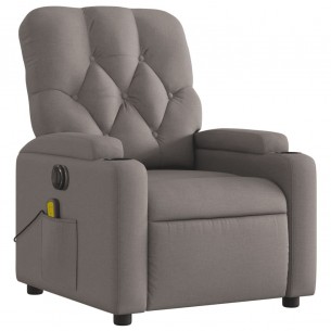Fauteuil de massage inclinable électrique Taupe Tissu