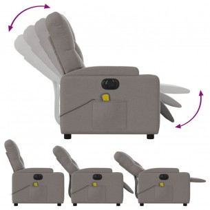 Fauteuil de massage inclinable électrique Taupe Tissu
