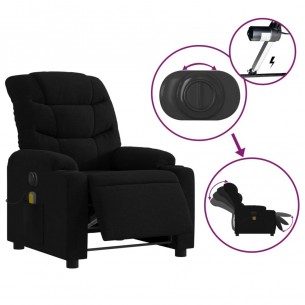 Fauteuil de massage inclinable électrique Noir Tissu