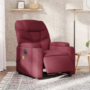 Fauteuil de massage inclinable électrique Rouge bordeaux Tissu