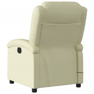 Fauteuil de massage inclinable électrique crème cuir véritable