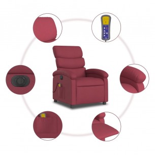 Fauteuil de massage inclinable électrique Rouge bordeaux Tissu
