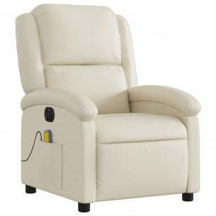 Fauteuil de massage inclinable électrique crème similicuir