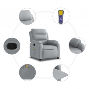 Fauteuil de massage inclinable Gris clair Tissu