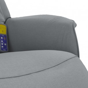 Fauteuil inclinable de massage et repose-pieds gris clair tissu