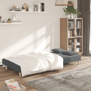 Canapé-lit à 2 places avec deux oreillers Gris foncé Tissu