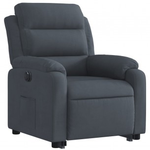 Fauteuil inclinable électrique gris foncé velours