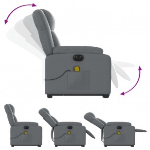 Fauteuil inclinable de massage électrique gris similicuir