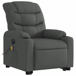 Fauteuil inclinable de massage électrique Gris foncé Tissu