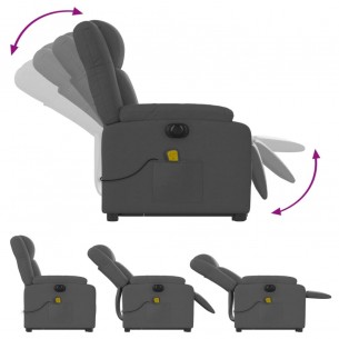 Fauteuil inclinable de massage électrique Gris foncé Tissu
