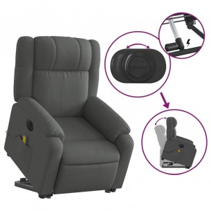 Fauteuil inclinable de massage électrique Gris foncé Tissu