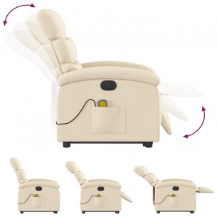 Fauteuil inclinable de massage électrique Crème Tissu