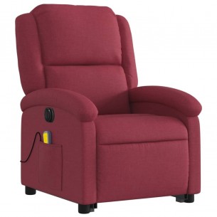 Fauteuil inclinable de massage électrique Rouge bordeaux Tissu