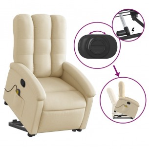 Fauteuil inclinable de massage Crème Tissu