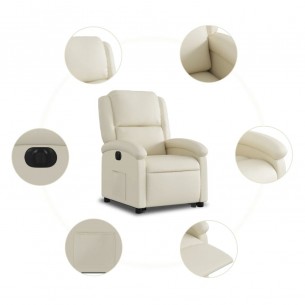 Fauteuil inclinable électrique crème similicuir