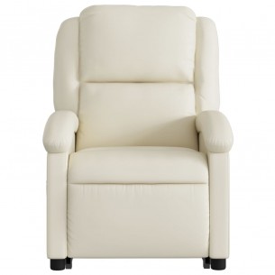 Fauteuil inclinable électrique crème similicuir