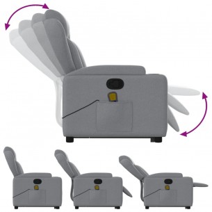 Fauteuil de massage inclinable Gris clair Tissu