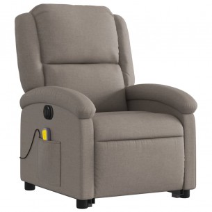 Fauteuil inclinable de massage électrique Taupe Tissu