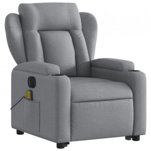 Fauteuil inclinable de massage électrique Gris clair Tissu