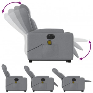 Fauteuil inclinable de massage électrique Gris clair Tissu