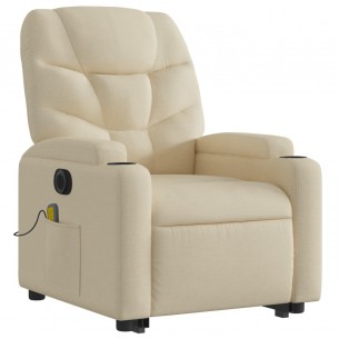 Fauteuil inclinable de massage électrique Crème Tissu