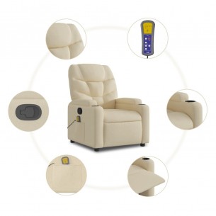 Fauteuil inclinable de massage Crème Tissu