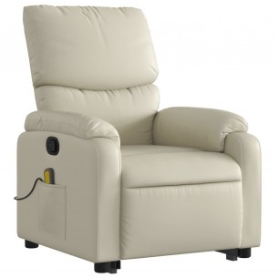 Fauteuil inclinable de massage Crème Similicuir