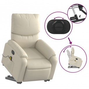 Fauteuil inclinable de massage Crème Similicuir