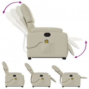 Fauteuil inclinable de massage Crème Similicuir