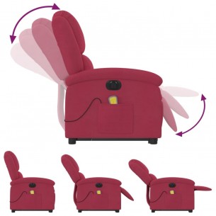Fauteuil inclinable de massage électrique rouge bordeaux