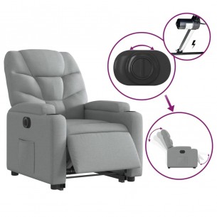 Fauteuil inclinable électrique gris clair tissu