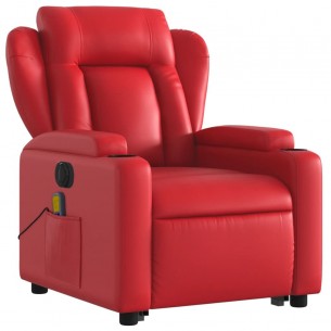 Fauteuil inclinable de massage électrique rouge similicuir