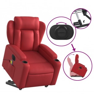 Fauteuil inclinable de massage électrique rouge similicuir