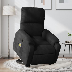 Fauteuil inclinable de massage noir tissu microfibre