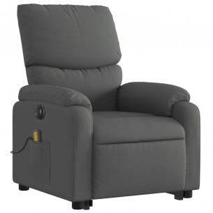 Fauteuil inclinable de massage électrique Gris foncé Tissu