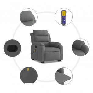Fauteuil de massage inclinable Gris foncé Tissu