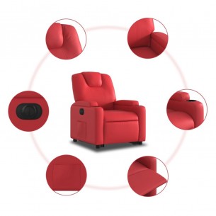 Fauteuil inclinable électrique rouge similicuir