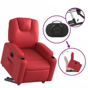 Fauteuil inclinable électrique rouge similicuir