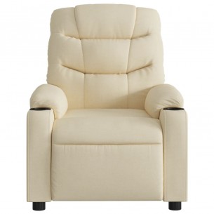 Fauteuil inclinable de massage électrique crème tissu