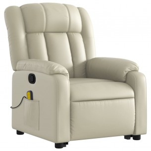 Fauteuil inclinable de massage Crème Similicuir