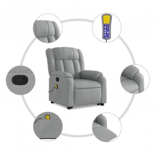 Fauteuil de massage inclinable Gris clair Tissu