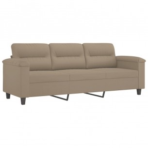Ensemble de canapés 2 pcs avec coussins taupe tissu microfibre
